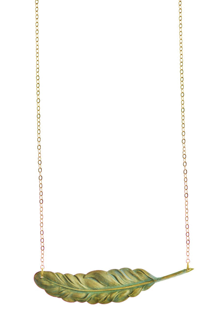 We Dream in Colour Verdigris Feather Necklace