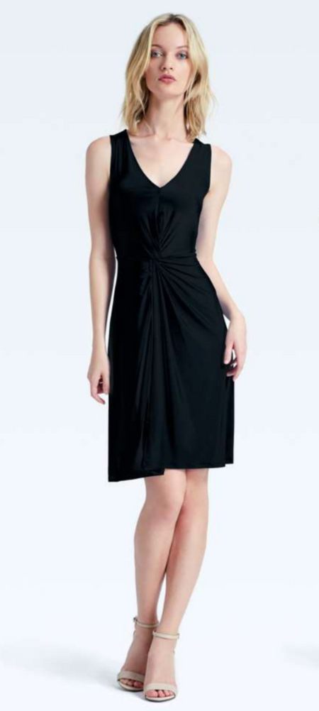 Leota Charlotte Dress in Black Crepe
