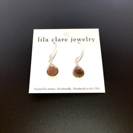 Lila Clare Jewelry Sterling Silver Ella Chocolate Moonstone Gem Earrings