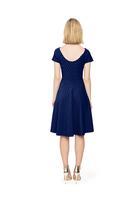 Leota Cap Sleeve Circle Dress in Classic Navy Luxe Jacquard