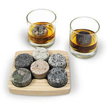 Sea Stones On The Rocks: Solid Granite Drink Chiller with Tray and Tumblers
