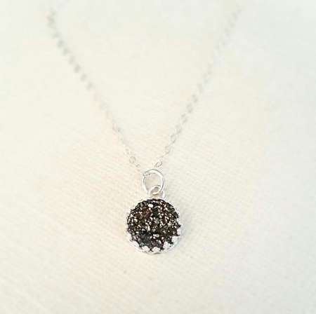 Gem Lounge Black Druzy Quartz Necklace