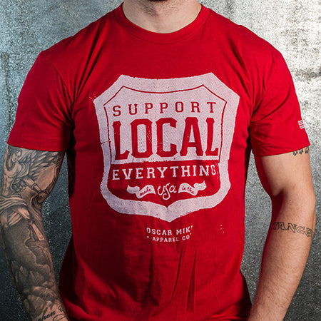 Oscar Mike Support Local Everything T-Shirt (Red)