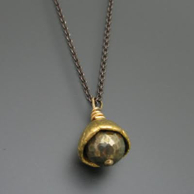 Maggie Bokor Vermeil Dew Drop Pyrite Necklace