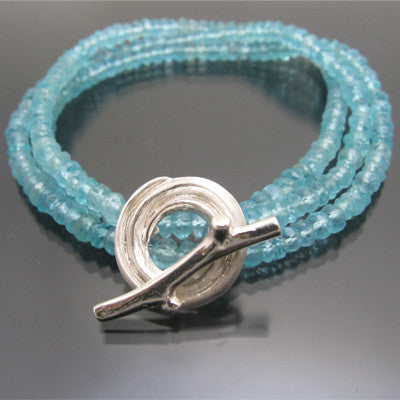 Maggie Bokor Apatite Wrap Bracelet with Seagrass Swirl Clasp