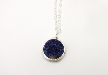 Gem Lounge Blue Druzy Quartz Necklace