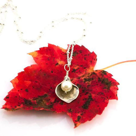 Gem Lounge Freshwater Pearl Petal Sterling Silver Necklace