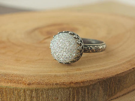 Gem Lounge White Druzy Ring