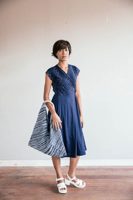 Tonlé Designs Navy With Diamonds Pich Wrap  Dress