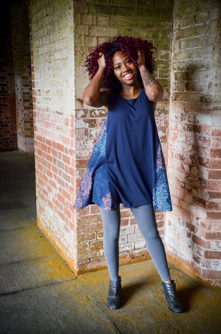 Tonlé Designs Navy with Dots Trapeze  Dress